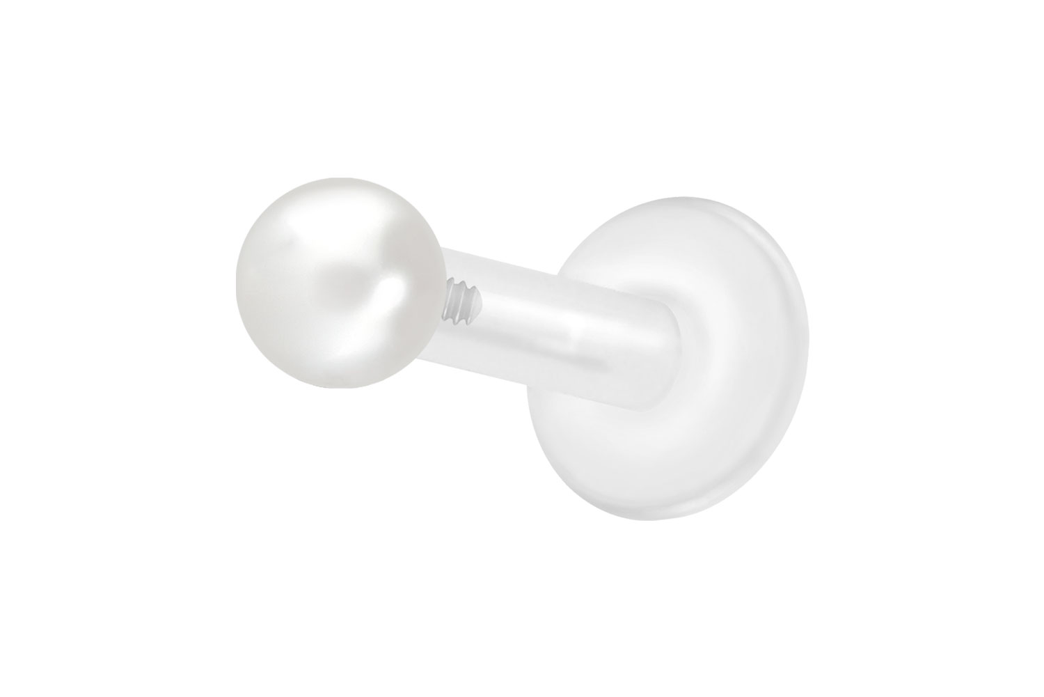 PTFE Labret Piercing mit Innengewinde + Titan-Aufsatz SYNTHETISCHE PERLE